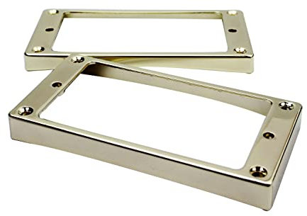 Guyker Curved Bottom Metal Humbucker Pickup Mounting Ring Set - Bridge and Neck Pickups Cover Frame Replacement Compatible with Les Paul LP Style Electric Guitar or Precision Bass(2PCS, Golden)