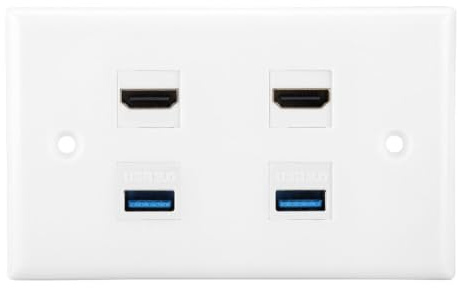 Garsent HDMI Wandplatte, HDMI Koppler Abdeckung Audio Video HDTV Wandplatte Panel mit 2-Port HDMI + 2 Port USB 3.0 HDMI Buchse Stecker