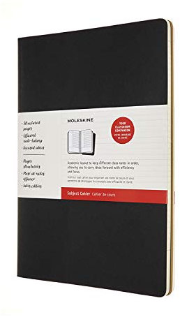 Moleskine - Cahier Journal Subject, 2er Set Notizbücher zur Notizenerstellung - Kartoneinband, Sichtbare Stickereien - A4-Format 21 x 29.7 cm - Schwarz & Kraftbraun, 160 Seiten