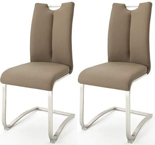 Robas Lund Esszimmerstühle 2er Set Cappuccino, Schwingstuhl Esszimmerstuhl max. 140 Kg Belastbar, Stuhl Artos, B/H/T: ca. 45 x 102 x 58 cm