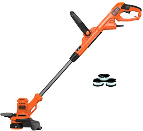 BLACK+DECKER Coupe-Bordures Filaire 550W, Coupe-Bordures Electrique 30 cm avec 2 Poignées, Livré avec 2 Bobines & Lot de 3 Bobines de Rechange pour Coupe-Bordures, 3 x 10 m de Fil en Nylon