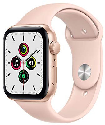 Apple Watch SE 2020 (GPS, 44MM) Aluminiumgehäuse Gold mit Rosé Sportarmband (Generalüberholt)