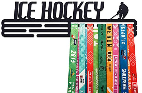 United Medals Ice Hockey Medaillenhalter Eishockey für 48 Medaillen Aufbewahrung - Hockeyspieler Geschenk - Medal Holder Hanger Display Rack - Schwarz