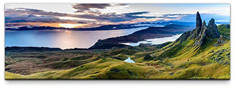 Leinwandbild auf Echtholzrahmen Schottland Panorama 150x50cm