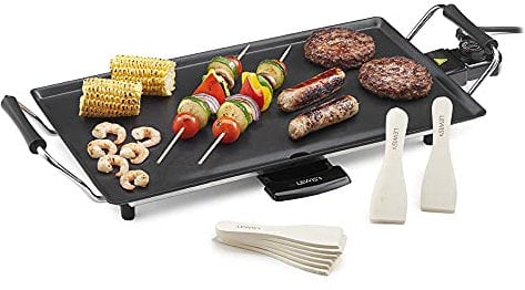 Lewis's Teppanyaki Grill/Electric Grill with Non-Stick Plate, Easy Clean, Anti-Slip, Adjustable Temperature Control, Oil Drip Tray & 8 Spatulas/Cook Meat, Vegetables & Fish / 58cm x 26.5cm