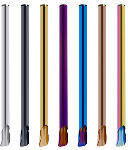 EORTA 7 Pcs/Set Drinking Spoon Straws Stainless Steel Two-In-One Reusable Stirring Spoon Wide Opening 0.4 inch Smoothie Straws Kitchen Utensil for Juice Soups Milkshake Smoothies Ice Cream, 7 Colors
