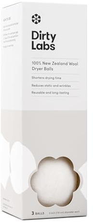 Dirty Labs | 100% New Zealand Wool Dryer Balls | 3 Balls | Shorten Drying Time | Reduce Static & Wrinkles | Dryer Sheet & Fabric Softener Alternative