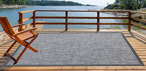 COMERCIAL CANDELA FELPUDOS Y ALFOMBRAS Alfombra Exterior Balcón Terraza Jardín PVC Diseño Madera Trenzada Base Antideslizante (OROSI Plata, 60_x_90_CM)