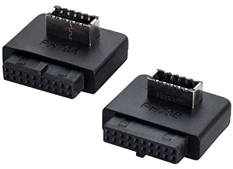 cablecc 2pcs USB 3.1 Frontplattenbuchse Key-A Typ-E auf USB 3.0 20Pin Header Stecker Verlängerungsadapter für Motherboard