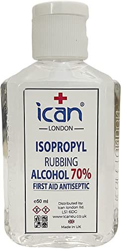 ican london isopropyl rubbing Alcohol 70% First aid Antiseptic Disinfectant 50ml travel size