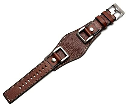 AEMALL Echtes Leder für Fossil JR1157 Uhrenarmband Zubehör Vintage Stil Armband mit Edelstahlgelenk 24 mm Uhrenarmbänder (Farbe: Braun, Größe: 24 mm)