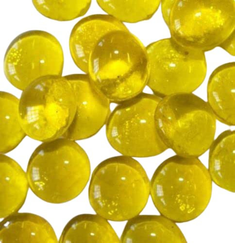 EliteKoopers 25Pcs Yellow Glass Pebbles Beads Button Vase Wedding Mosaic Decorative Garden