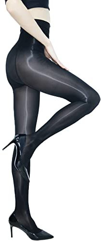 GOCBOBO Damen GläNzend Öl Strumpfhose Große Größen Sexy Seide Reißfest Hohe Taille Strumpfhose Schwarz