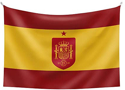 RFEF - Bandera de España | Detallada con el Escudo de la Selección Española y la Estrella del Mundial - En Poliéster | Medidas 90 x 100 cm
