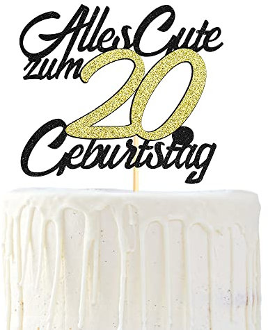 Sumerk 1 Stück 20.Geburtstag Tortendeko Happy 20th Birthday Cake Topper 20.Alles Gute Geburtstag Cake Topper 20 Jahre Torte Kuchen Deko für 20 Geburstagstorte Deko Jungen Mädchen Mann Frau