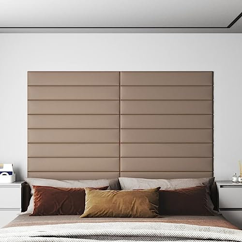 INLIFE Wandpaneele 12 STK. Cappuccino-Braun 90x15cm Kunstleder 1,62 m²,6.75kg,343887