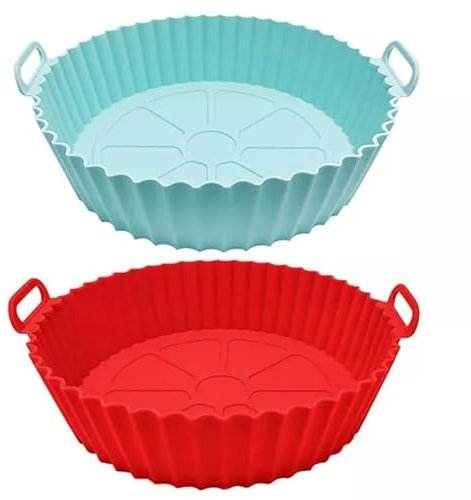 Silicone air Fryer Liners, 8 inch Round air Fryer Accessories 4L-6L for Ninja, Tower air Fryer 2PCS