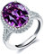 Uloveido Bague réglable en oxyde de zirconium ovale, bague solitaire à tige fendue pour mariage, fiançailles, Cristal, Zircone cubique