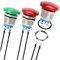 MKBKLLJY 3St. 16mm rot/grüner Metallschalen-Pilzkopf-Druckknopfschalter Druckknopfschalter IP65 wasserdicht 12V 24V 36V DC 110V 250V AC 5A SPST 1NO Schraubklemme mit Drähten, für Auto, Boot