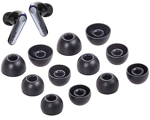 Replacement Earbuds Ear Tips Eartips Ear Cap Compatible with EarFun Air Pro 3 / Air Pro 2 / EarFun Air, S/M/L Silicone Earbuds Tip 6 Pairs,Black (713efb6p)