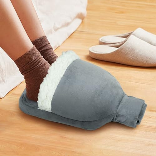 TOWINGO Chauffe Pieds Chauffant, Bouillotte 2L avec Housse en Peluche Douce, Bouillotte eau Chaude pour Hommes Femmes Adulte