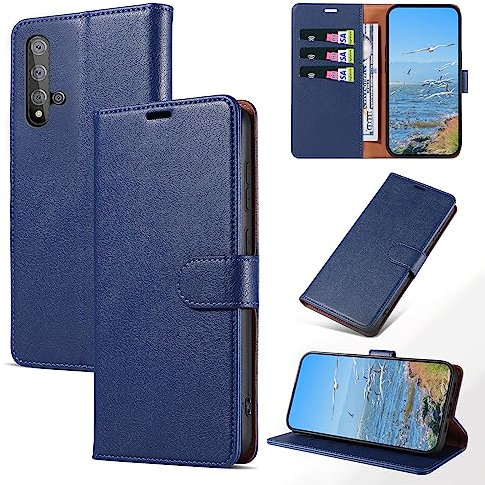 KKEIKO Coque pour Huawei Nova 5T / Honor 20, Antichoc Magnetique Étui à Rabat avec Porte Cartes, Portefeuille Housse en Cuir PU pour Huawei Nova 5T / Honor 20, Bleu