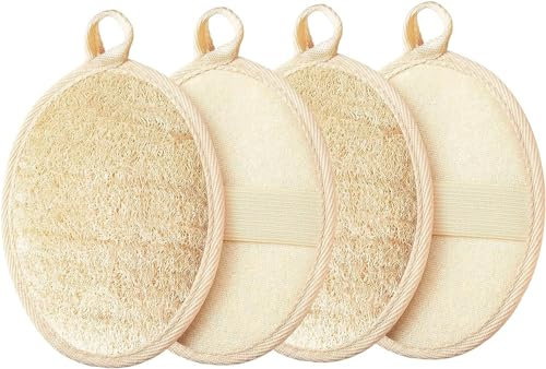 4 Stück Natürlicher Luffa Schwamm, Biologisch abbaubarer peeling schwamm, Schwamm für Tiefenreinigung und Gesunde Hautaus, Luffa für Damen und Herren