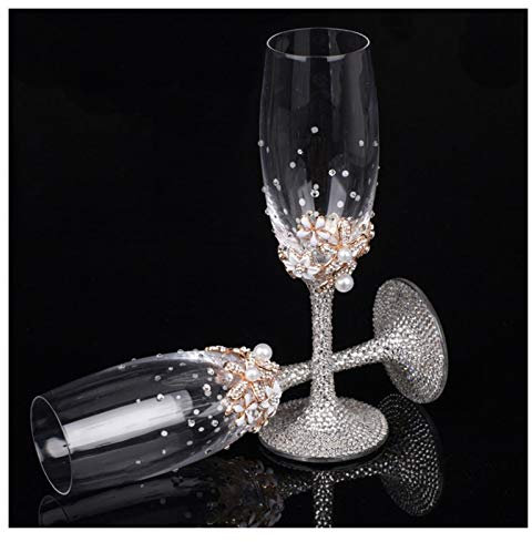 Flute da Champagne FLUTE DE CHAMPAGNE DE CHAMPAGNE DE MARIAGNE DIAMANT, Un Ensemble De 2 Gobelets, Des Verres À Vin En Cristal, Des Lunettes De Champagne Et Des Verres À Vin Rouge Verres à Champagne