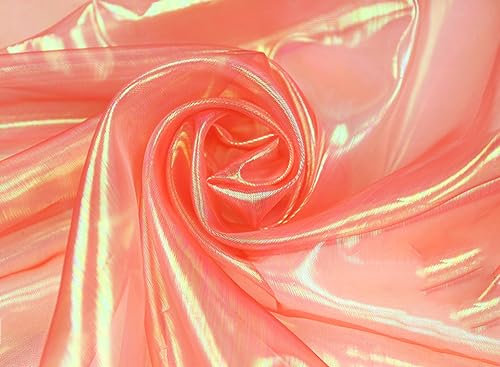 Duories Organzastoff zum Nähen Meterware, 200cm x 150cm Bunte Glitzer Organza Tüllstoff Tüll Dekostoff zum DIY Basteln Bekleidung Tüllrock Gardine Schals Vorhänge Tischdecken Hochzeit Party Deko,Rot
