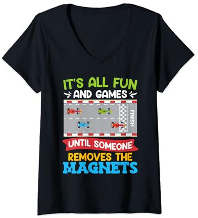 Auto Spielzeug It's all Fun and Games Slot Car Autohobby T-Shirt mit V-Ausschnitt