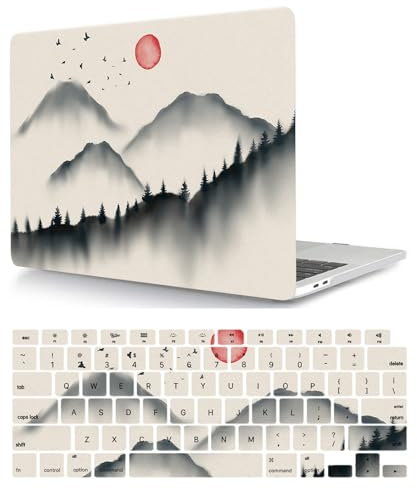 Custodia Compatibile con Nuovo Macbook Air 13 pollici 2020 2019 2018 con display Retina e Touch ID A1932 A2179 A2337 M1, Case Rigida Protettivo Plastica Copertina & Tastiera Cover, Montagna
