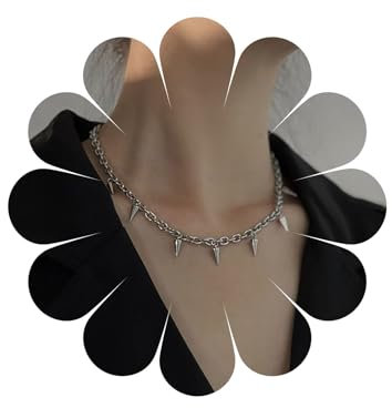 Cimenexe Bohème Spikes Choker Halskette Silber Nieten Anhänger Halskette Büroklammer Link Kette Halskette Punk Stachel Kette Halskette Schmuck Für Frauen Und Mädchen Geschenke