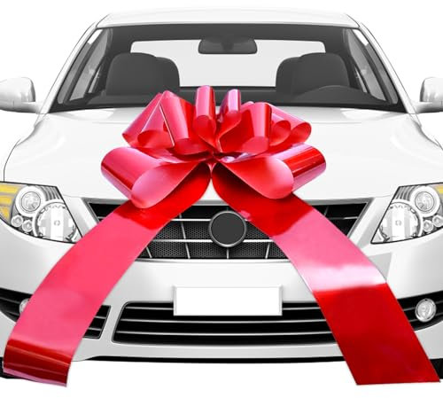 APOMOONS Fiocco per Auto Grande Rosso, Fiocco Gigante per Auto, Fiocco di Compleanno Fiocco Rosso Grande Fiocchi di Natale per Auto Confezioni Regalo Fiocco Regalo Grande (30 Inches)