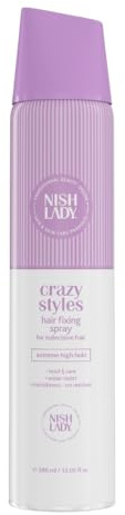 Nishlady Haarfixierspray Crazy Styles – 386 ml, Ultra Starker Halt für alle Haartypen, Wasserfest, Rückstandsfrei, Perfekt für den ganzen Tag
