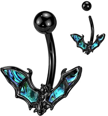 Pain-is-Art Bauchnabelpiercing BAT - FLEDERMAUS aus 316L Chirurgenstahl - Abalone - Navel Piercing