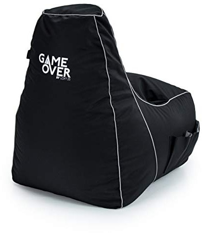 Game Over Chaise Pouf de Jeux Vidéos | Salle de Séjour Intérieure Fauteuil Gamer | Poches Latérales pour Les Manettes | Support de Casque | Conception Ergonomique (Kosmischer Rauch)