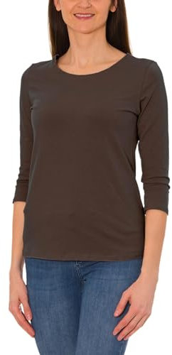 Alkato Damen Shirt 3/4 Arm mit Rundhals, Farbe: Braun, Größe: XL