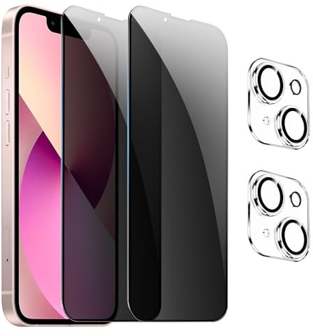 GXAYZ 【2+2 pièces Verre Trempé Protection Écran Anti-Espion pour iphone 13,Film de Protection en Verre Trempé, Anti-Espion,Dureté 9H