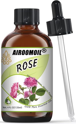 AIROOMOIL Olio Essenziale Rosa,120ML Massaggio Cutaneo Diffuso Candela, Olio Di Rosa Puro Orgranico