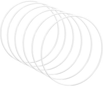 Worown 6 Stück 15 cm Metallringe zum Basteln, Weiße Metallring, Deko Ringe zum aufhängen für die Herstellung von Hochzeitskranzdekor und Wandbehang