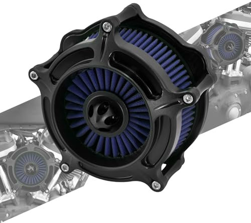HCmotorku Filtro aria per moto Filtro di aspirazione dell'aria per moto compatibile con filtro aria Harley Sportster 883XL 1200 2004-2023 (guscio nero + blu)