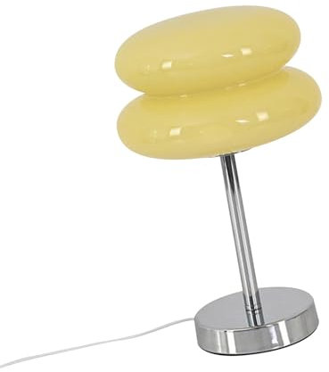 Baoblaze Nachttischlampe aus Glas, Eierkuchenlampe mit 3 Farbmodi, dekorativ, modern, süß, Retro, für Party, Wohnzimmer, Bar, Nachttisch, Kommode, Gelb
