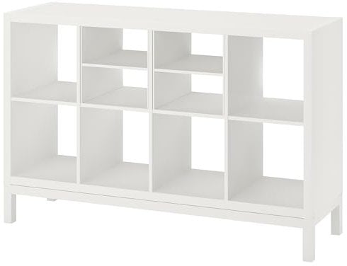 KALLAX Regal mit Untergestell, 147x94 cm, mit 2 Regaleinsätzen/Weiß