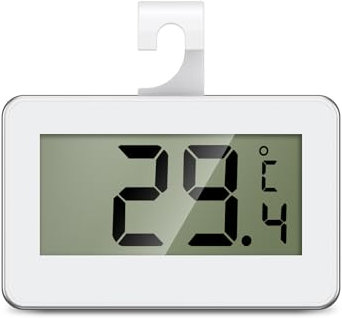 ORIA Fridge Thermometer, Digital Fridge Freezer Thermometer, Refrigerator Thermometer with Hook, Large LCD Display, Frost Alarm, °C/°F Switch, Mini Thermometer for Kitchen, Bedroom