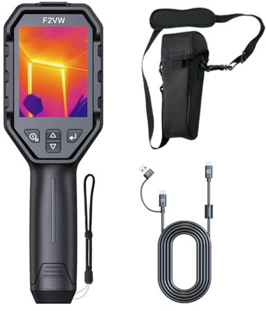 Caméra thermique HSFTOOLS F2VW 256 x 192 IR avec caméra visuelle de 2 Mpx, 640 x 480 3,2 pouces, image super résolution, double caméra thermique
