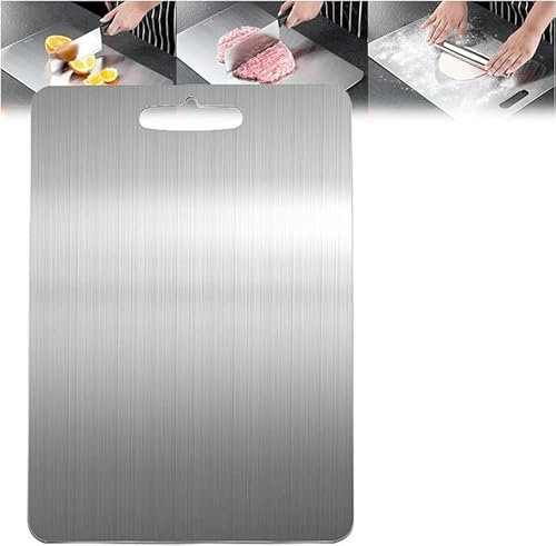 Taglieri in titanio per cucina,Wild Mandarine Tagliere in Titanio,Tagliere in Titanio per Cucina,Tagliere Titanio Puro,Taglieri in Acciaio inox,Stainless Steel Chopping Board (29 * 20 * 2)