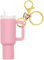 Mini Stanley Cup Schlüsselanhänger,Kawaii Becher Zubehör für Stanley Cup Fans,Niedlicher Schlüsselanhänger mit Schmetterlingsanhänger,Abnehmbar,für Rucksäcke,Stanley Cup Zubehör für Handtaschen (Rosa)