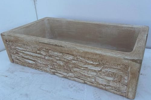 LAVELLO IN CEMENTO, LAVABO, MISURE: 85X44 H 22 CM. MARRONE SFUMATO,VASCA UNICA (SOLO LAVELLO)