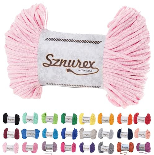Filo di cotone macramè, 5 mm x 100 m, perfetto per il fai da te, filato per filo macramè con oltre 40 colori, certificato Oeko-TEX, cordoncino di cotone, filato di cotone con anima in poliestere da 5