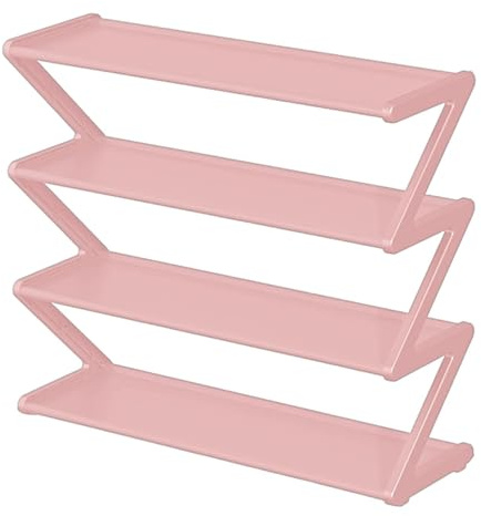 Tadoiooy Schuhständer, kleine Schuhregal 4 Stufen Z -Form Kinder Schuhgepäck das wasserdichte schmale Schuhregal Einfacher Installation Kinderschuh Organizer für Schlafzimmer Schrank Vorräte